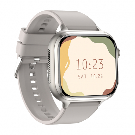 Smartwatch iSEN TK17 Alb, Silicon, 1.91" HD, ECG, Ritm Cardiac, Oxigen in Sange, Glicemie, Tensiune Arteriala, Acid Uric, BMI, Monitorizare Somn, Moduri Sport, Apeluri, Control Muzica, Vreme, 380mAh [2]