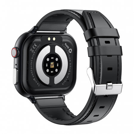 Smartwatch iSEN TK17 Fekete, Bőr, 1.91" HD, ECG, Szívritmus, Véroxigén, Glükóz, Vérnyomás, Húgysav, BMI, Alváskövetés, Sport Módok, Bluetooth Hívás, Zenevezérlés, Időjárás, 380mAh [3]