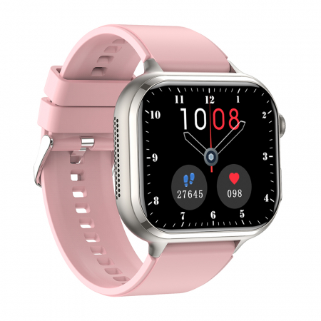 Smartwatch iSEN TK17 Roz, Silicon, 1.91" HD, ECG, Ritm Cardiac, Oxigen in Sange, Glicemie, Tensiune Arteriala, Acid Uric, BMI, Monitorizare Somn, Moduri Sport, Apeluri, Control Muzica, Vreme, 380mAh [2]