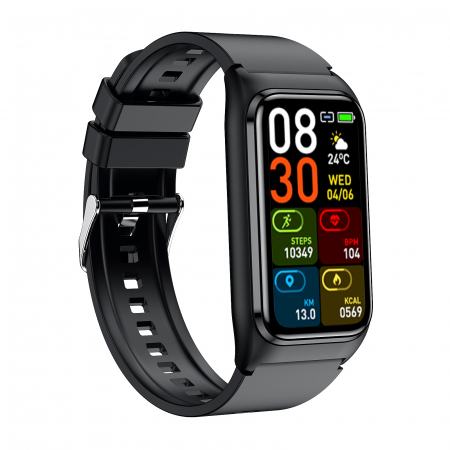 Smartwatch iSEN TK75 Black, Silicone, 1.47" HD, Heart Rate, Blood Oxygen, Pressure, Glucose, Uric Acid, Lipid Monitoring, Sleep Tracking, Sport Modes, Bluetooth Call, Music Control, Weather, 250mAh [2]