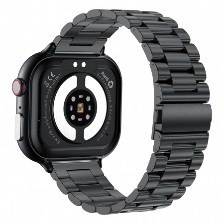 Smartwatch iSEN TK17 Negru, Otel, 1.91" HD, ECG, Ritm Cardiac, Oxigen in Sange, Glicemie, Tensiune Arteriala, Acid Uric, BMI, Monitorizare Somn, Moduri Sport, Apeluri, Control Muzica, Vreme, 380mAh [3]