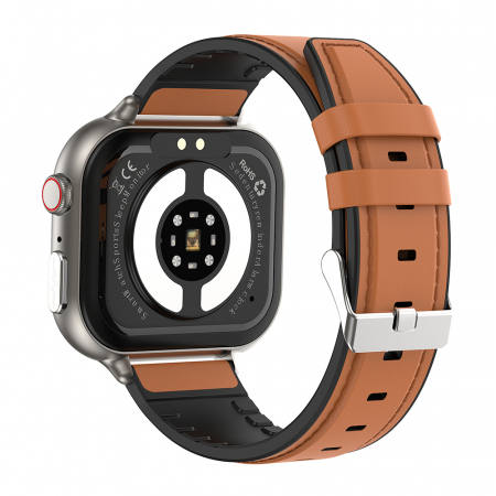 Smartwatch iSEN TK17 Brown, Leather, 1.91" HD, ECG, Heart Rate, Blood Oxygen, Glucose, Pressure, Uric Acid, BMI, Sleep Tracking, Sport Modes, Bluetooth Call, Music Control, Weather, 380mAh [3]