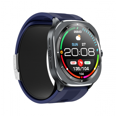 Okosóra iSEN TK65 Kék, 1.43"AMOLED, Inflálható mandzsetta vérnyomásmérő, Sport módok, Egészség- és alvásfigyelés, BT hívás, Zenevezérlés, Időjárás előrejelzés, NFC, 530mAh [1]