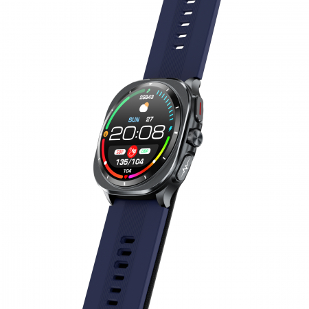 Okosóra iSEN TK65 Kék, 1.43"AMOLED, Inflálható mandzsetta vérnyomásmérő, Sport módok, Egészség- és alvásfigyelés, BT hívás, Zenevezérlés, Időjárás előrejelzés, NFC, 530mAh [6]