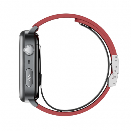 iSEN TK66 Okosóra Piros, 2.06" AMOLED, Légpumpás + Légpárnás Vérnyomásmérő, EKG, Pulzus, Vér Oxigén, Alvás és Egészségfigyelés, Sport Módok, BT Hívás, Zenevezérlés, NFC, 530mAh [7]