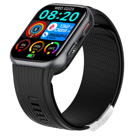 iSEN TK67 Smartwatch, Black, 1.952” AMOLED, Bluetooth Calls, Air Pump Blood Pressure, ECG, Heart Rate, SpO2, Temperature, SOS, IP66, 530mAh Battery [5]