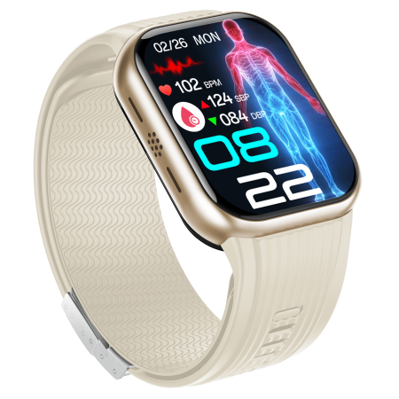 iSEN TK67 Smartwatch, Gold, 1.952” AMOLED, Bluetooth Calls, Air Pump Blood Pressure, ECG, Heart Rate, SpO2, Temperature, SOS, IP66, 530mAh Battery [3]