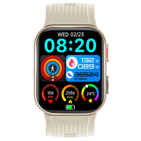 iSEN TK67 Smartwatch, Gold, 1.952” AMOLED, Bluetooth Calls, Air Pump Blood Pressure, ECG, Heart Rate, SpO2, Temperature, SOS, IP66, 530mAh Battery [1]