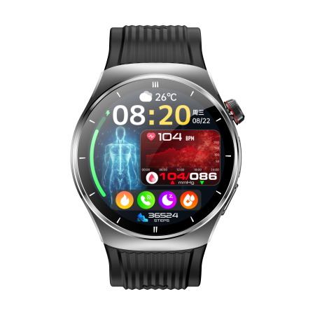 Smartwatch - iSEN TK68 Smartwatch, Black, 1.43” AMOLED 466×466, Air Pump Blood Pressure, ECG, Fingertip SpO2, Bluetooth Calls, SOS, NFC, IP66, 530mAh Battery