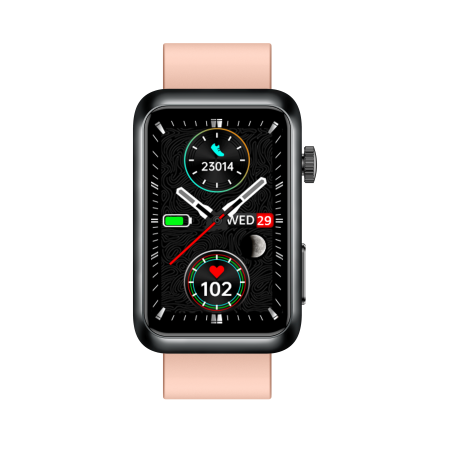 iSEN TK77 Okosóra Rózsaszín, Szilikon, 1.57" HD, EKG, Mikro-Vizsgálat, Vércukor, Húgysav & Zsír Kockázat, BT Hívás, Hangasszisztens, Zseblámpa, SOS, 250mAh [10]