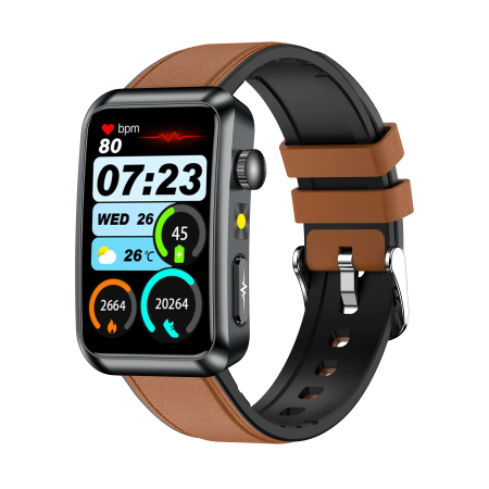 Smartwatch iSEN TK77 Maro, Piele, 1.57" HD, ECG, Micro-Examinare, Risc Glicemie, Acid Uric & Lipide, Apel BT, Asistent Vocal, Lanterna, SOS, 250mAh [3]