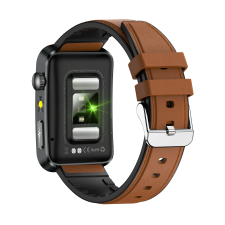 Smartwatch iSEN TK77 Maro, Piele, 1.57" HD, ECG, Micro-Examinare, Risc Glicemie, Acid Uric & Lipide, Apel BT, Asistent Vocal, Lanterna, SOS, 250mAh [12]