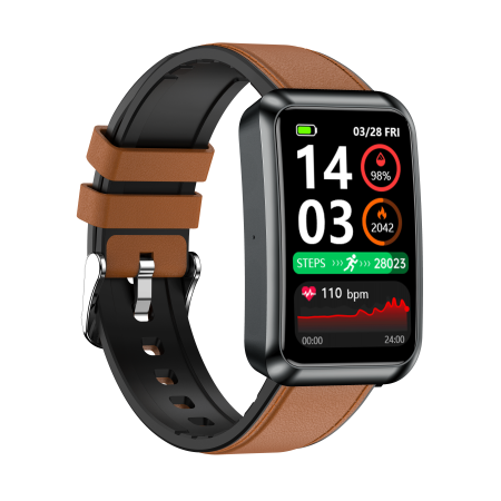 Smartwatch iSEN TK77 Maro, Piele, 1.57" HD, ECG, Micro-Examinare, Risc Glicemie, Acid Uric & Lipide, Apel BT, Asistent Vocal, Lanterna, SOS, 250mAh [6]