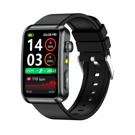 Smartwatch iSEN TK77 Negru, Silicon, 1.57" HD, ECG, Micro-Examinare, Risc Glicemie, Acid Uric & Lipide, Apel BT, Asistent Vocal, Lanterna, SOS, 250mAh [2]