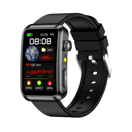 Smartwatch iSEN TK77 Negru, Silicon, 1.57" HD, ECG, Micro-Examinare, Risc Glicemie, Acid Uric & Lipide, Apel BT, Asistent Vocal, Lanterna, SOS, 250mAh [3]