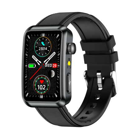 Smartwatch iSEN TK77 Black, Leather, 1.57" HD, ECG, Micro-Exam, Blood Glucose, Uric Acid & Lipids Risk, BT Call, Voice Assistant, Flashlight, SOS, 250mAh [2]