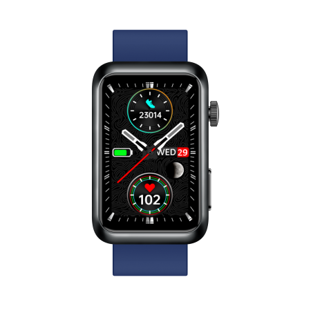 iSEN TK77 Okosóra Kék, Szilikon, 1.57" HD, EKG, Mikro-Vizsgálat, Vércukor, Húgysav & Zsír Kockázat, BT Hívás, Hangasszisztens, Zseblámpa, SOS, 250mAh [9]