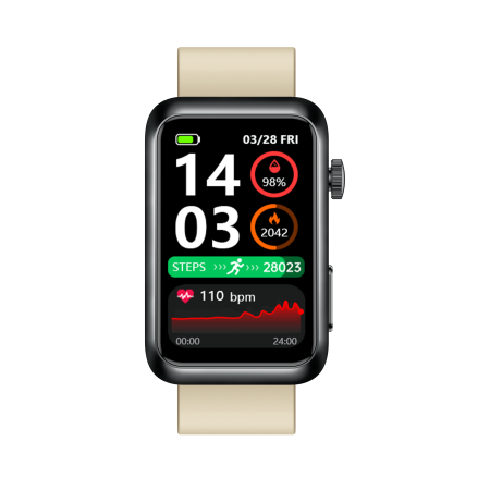 iSEN TK77 Okosóra Fehér, Szilikon, 1.57" HD, EKG, Mikro-Vizsgálat, Vércukor, Húgysav & Zsír Kockázat, BT Hívás, Hangasszisztens, Zseblámpa, SOS, 250mAh [10]
