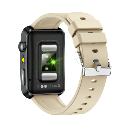 iSEN TK77 Okosóra Fehér, Szilikon, 1.57" HD, EKG, Mikro-Vizsgálat, Vércukor, Húgysav & Zsír Kockázat, BT Hívás, Hangasszisztens, Zseblámpa, SOS, 250mAh [12]