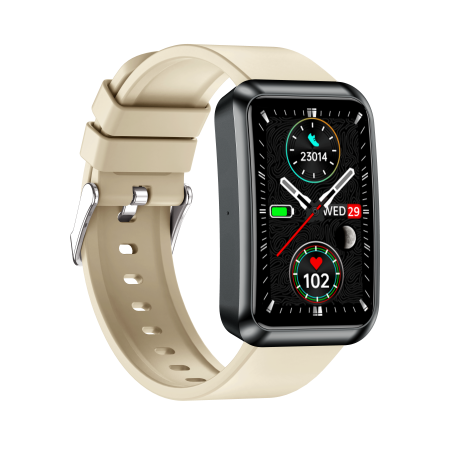 iSEN TK77 Okosóra Fehér, Szilikon, 1.57" HD, EKG, Mikro-Vizsgálat, Vércukor, Húgysav & Zsír Kockázat, BT Hívás, Hangasszisztens, Zseblámpa, SOS, 250mAh [5]