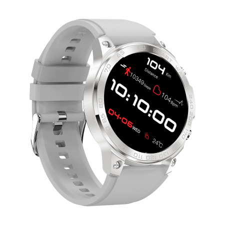 Smartwatch iSEN Watch DM50, Silver cu bratara silver silicon, Monitorizare functii vitale, AMOLED 1.43", Bt v5.0, NFC, IP68, 400 mAh [2]