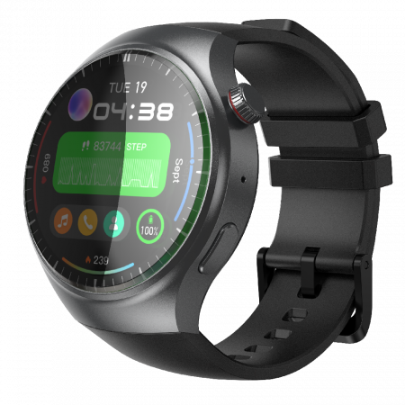 iSEN - iSEN Watch DM80 Okosóra, 4G, 1.42" AMOLED HD, 2GB RAM + 16GB ROM, Android 8.1, Bt v4.2, Mikrofon, nanoSIM, GPS, Egészségfigyelés, 950mAh, Fekete
