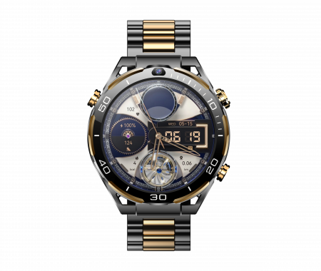 Smartwatch iSEN Watch T7, Black/Gold, 4G, 1.5" AMOLED, HD Dual Camera, Android 10, 6GB RAM + 128GB ROM, WiFi 5G, GPS, 800mAh, IP67, Metal Strap [2]