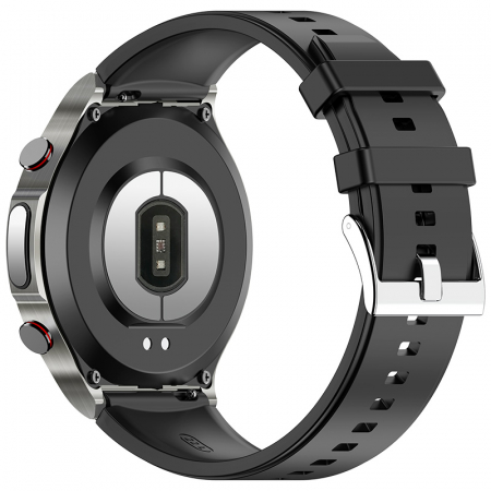 Smartwatch iSEN Watch W11, Silver cu bratara neagra de silicon, Monitorizare functii vitale, ECG, Glicemie, HD 1.32", Bt v5.1, IP67, 230 mAh [2]