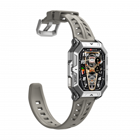 Smartwatch iSEN X1 Pro, Curea de silicon gri, 2.13" AMOLED HD, HRV, ECG, Monitorizare sanatate, Functii sport, Bluetooth Call, 1000 mAh, Android 9.0 or iOS 9.0 sau mai recent [7]