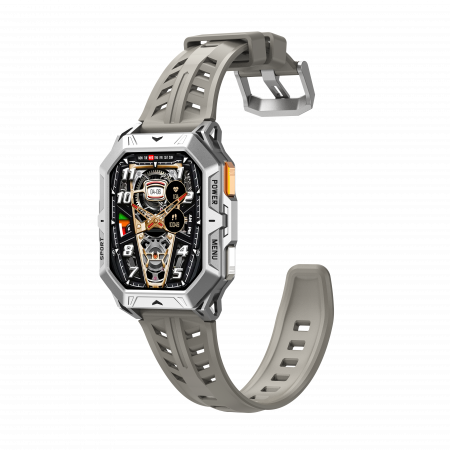 Smartwatch iSEN X1 Pro, Curea de silicon gri, 2.13" AMOLED HD, HRV, ECG, Monitorizare sanatate, Functii sport, Bluetooth Call, 1000 mAh, Android 9.0 or iOS 9.0 sau mai recent [6]