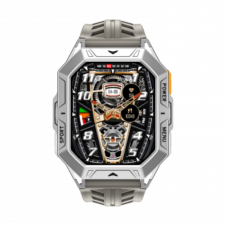 Smartwatch iSEN X1 Pro, Curea de silicon gri, 2.13" AMOLED HD, HRV, ECG, Monitorizare sanatate, Functii sport, Bluetooth Call, 1000 mAh, Android 9.0 or iOS 9.0 sau mai recent [1]