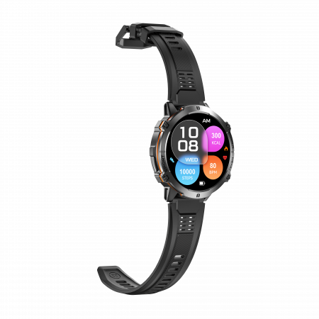 iSEN X3 okosora, fekete szilikon, 1.73" AMOLED, SpO2-, stresszfigyeles, 100+ sportmod, Bluetooth, 1000 mAh, Android 9.0 vagy iOS 9.0 es ujabb verzio kompatibilis [5]