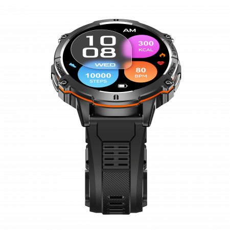 iSEN X3 okosora, fekete szilikon, 1.73" AMOLED, SpO2-, stresszfigyeles, 100+ sportmod, Bluetooth, 1000 mAh, Android 9.0 vagy iOS 9.0 es ujabb verzio kompatibilis [3]