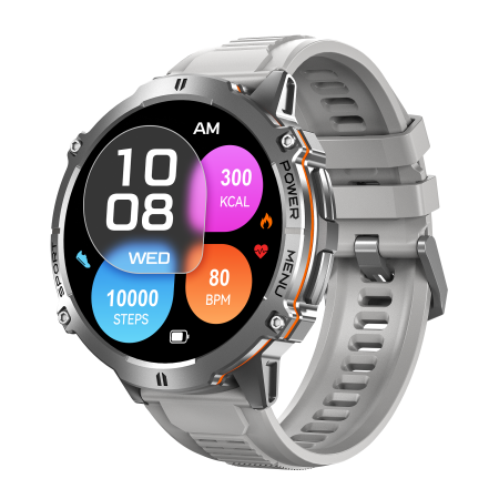 iSEN X3 Okosóra, Szürke, 1.73” AMOLED HD, Bluetooth Hívások, GPT, AI Számlap, Pulzus, 150+ Sportmód, GoMore, 1 ATM, 1000mAh Akkumulátor, 100 Napos Készenlét [0]