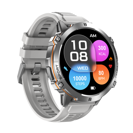 iSEN X3 Okosóra, Szürke, 1.73” AMOLED HD, Bluetooth Hívások, GPT, AI Számlap, Pulzus, 150+ Sportmód, GoMore, 1 ATM, 1000mAh Akkumulátor, 100 Napos Készenlét [7]