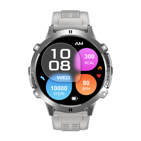 iSEN X3 Okosóra, Szürke, 1.73” AMOLED HD, Bluetooth Hívások, GPT, AI Számlap, Pulzus, 150+ Sportmód, GoMore, 1 ATM, 1000mAh Akkumulátor, 100 Napos Készenlét [3]