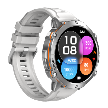 iSEN X3 Okosóra, Szürke, 1.73” AMOLED HD, Bluetooth Hívások, GPT, AI Számlap, Pulzus, 150+ Sportmód, GoMore, 1 ATM, 1000mAh Akkumulátor, 100 Napos Készenlét [5]