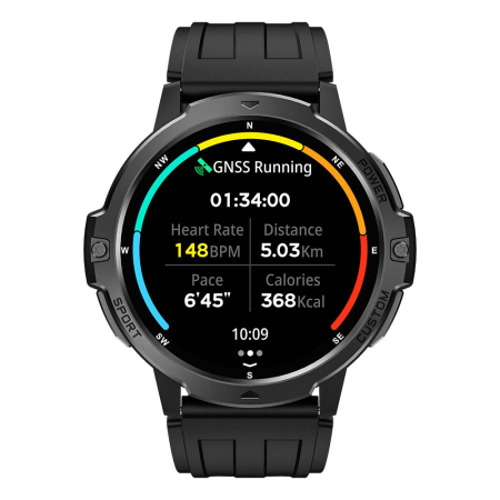 iSEN C31 GPS Okosóra, Fekete, 1.46” HD, Bluetooth 5.3 Hívások, Multi-System GPS, Pulzus, Alvás, 100+ Sportmód, 6-Tengelyes Szenzor, 2 ATM, 500mAh Akkumulátor [2]