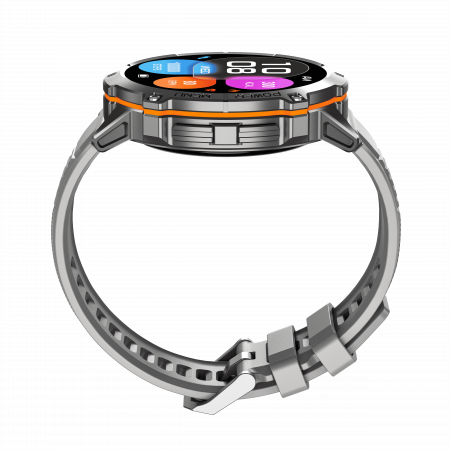 iSEN X3 okosora, Szürke szilikon, 1.73" AMOLED, SpO2-, stresszfigyeles, 100+ sportmod, Bluetooth, 1000 mAh, Android 9.0 vagy iOS 9.0 es ujabb verzio kompatibilis [12]