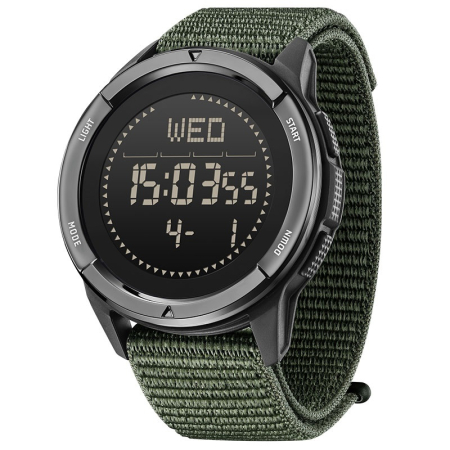 Smartwatch - Smartwatch North Edge Alps, Kaki, Ecran FSTN, Compas, Cronograf, Urmarire Pasi & Calorii, Timp Exercitiu, Mod Metronom, Baterie CR2430, Carcasa Fibra de Carbon/Metal