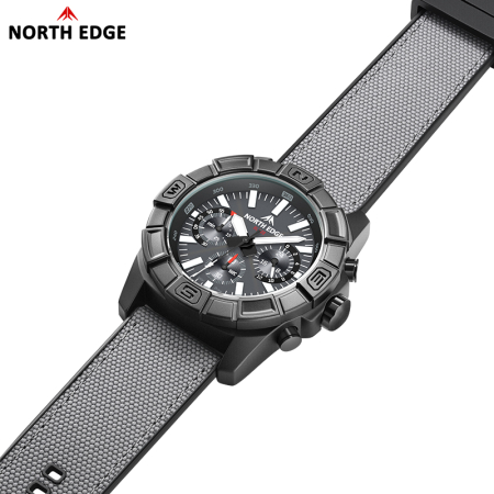 Ceas North Edge Blaze, Negru, Ecran FSTN, Alimentare Solara, Cronograf, Carcasa Aliaj de Zinc/Otel Inoxidabil, Curea TPR+Nylon [2]