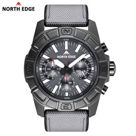 Ceas North Edge Blaze, Negru, Ecran FSTN, Alimentare Solara, Cronograf, Carcasa Aliaj de Zinc/Otel Inoxidabil, Curea TPR+Nylon [1]