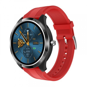 Smartwatch - Smartwatch STAR X3 Negru cu bratara rosie din TPU, 1.3" Full Touch, EKG, Saturatie oxigen, Ritm cardiac, Presiune sanguina, IP68
