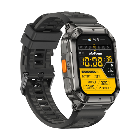 Ulefone Armor Watch Ultra Okosóra, Fekete, 1.93” AMOLED 60Hz, GPS + AGPS, Offline Térképek, Bluetooth Hívás, Pulzus, SpO2, HRV, 5ATM, IP68/IP69K, 700mAh [2]