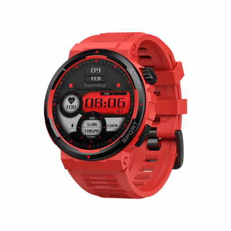 Smartwatch Zeblaze Ares 3 Plus Rosu, 1.43" AMOLED, Realtek 8773, Voce Bluetooth, Ritm Cardiac & SpO2, 280mAh, FitCloudPro