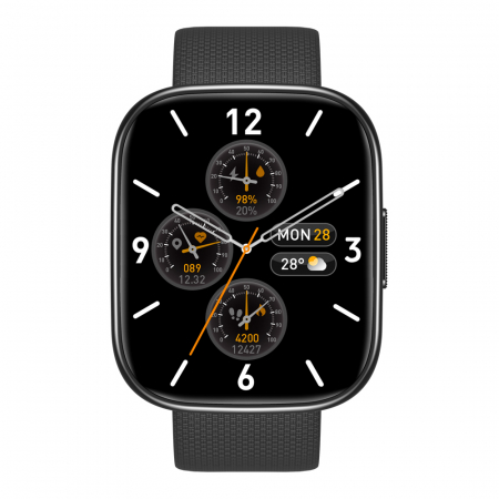 Smartwatch - Smartwatch Fitness & Wellness Zeblaze GTS 3 Plus, Negru, Display Amoled 2.15'' HD, Apel telefonic Hi-Fi Bluetooth, Asistare vocala offline, Moduri sport 100+, Monitorizare sanatate 24/24, IP68, 300mAh
