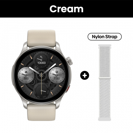 Bratari si Ceasuri Sport - Smartwatch Zeblaze Btalk 3 GPS, Crem, 1.43"AMOLED, HRV, ECG, SpO2, Asistenta vocala, Monitorizare sanatate si menstruatie, Functii sport, Bluetooth Call, Meteo, 300 mAh, Android 5.0 or iOS 10.0