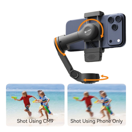 Stabilizator Telefon iSEN CM9 Standard Edition, Gimbal 3 Axe, Negru, Bluetooth, Baterie 1400mAh, Tripod, Telecomandă [4]