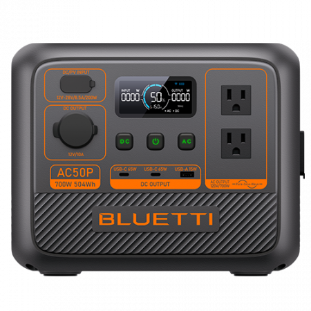 Green energy - Portable power station / External battery, Bluetti Premium 50(AC50P), Black, LCD screen, 700W, 504Wh, LiFePO₄, Surge 1200W, 600W Max Input