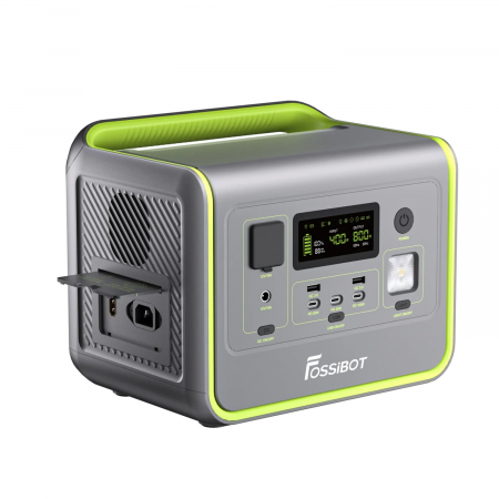 Zöld energia - Statie de incarcare portabila Fossibot F800 Verde, 800W, 512Wh, Ecran LCD, Protectie BMS, 8 iesiri, Lanterna LED, SOS